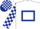 White, Dark Blue hollow box, checked sleeves and cap