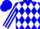 Blue,'hd'on white diamonds,white stripe on sleeve