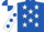 Royal Blue, White stars, White sleeves, Royal Blue spots, Royal Blue and White quartered cap