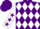 Purple and White diamonds, White sleeves, Purple stars, Purple cap