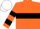 Orange, Black hoop, hooped sleeves, White cap