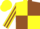 Yellow and Brown (quartered), striped sleeves, Yellow cap