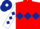Red, Dark Blue triple diamond, White sleeves, Dark Blue diamonds, Dark Blue cap, White diamond