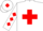 White, Red cross belts, diamonds on sleeves, White cap, Red diamond