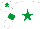 White, emerald Green Star, emerald Green armlets on sleeves, white cap, emerald green star