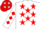 White, Red stars, diamonds on sleeves