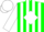 Green, white diamond frame, white stripes on sleeves, white cap