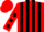 Red and black stripes, red sleeves, black spots