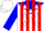 White, blue yoke, red stripes, white stars on blue sleeves, white cap
