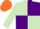 Light Green and Purple quartered, Light Green sleeves, Orange cap