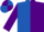 Royal blue & purple halved, purple sleeves, quartered cap