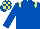 Royal blue, yellow epaulettes, check cap
