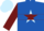 Royal blue, light blue star, burgundy hoop on sleeves, burgundy, royal blue and light blue cap