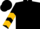 Black,gold 'jb', gold chevrons on sleeves,black cap