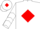 White, red diamond, red and white chevrons on sleeves, white cap, red diamond