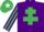 Purple, emerald green cross of lorraine, striped sleeves, emerald green cap, white star