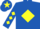 Royal blue, yellow diamond, yellow diamonds on sleeves, yellow star on cap