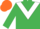 Emerald green, white chevron, orange cap