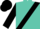 Turquoise blue, black sash, sleeves & cap