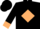 Black, black 'f' on tan diamond, tan cuffs