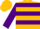 Gold, purple hoops, purple bands on sleeves