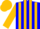 Blue, gold stripes, gold stripes on sleeves, blue and gold cap