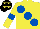 Yellow, large Royal Blue spots and armlets, Black cap, Yellow stars