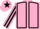 Pink, black seams, striped sleeves and star on cap