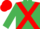 Emerald green, red cross sashes, red cap