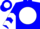Blue, blue 'rb' on white ball, white chevrons on sleeves