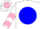 White, pink 'bf' on blue ball, pink chevrons on slvs