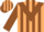 Beige, brown triangular panel, brown stripes on sleeves
