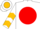 White, gold 'hf' on red ball, gold chevrons on sleeves