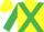 Yellow, emerald green cross sashes & sleeves, yellow cap