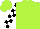Lime, black blocks on white sleeves, lime cap