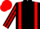 Black, red braces, striped sleeves, red cap