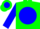 Green, green 'tj' on blue ball, green hoops on blue slvs