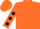 Orange, black ''m',black dots on sleeves