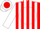 Red and white stripes, white 'm' in red ball, white sleeves