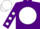 Purple, purple 'pmb' on white disc, white dots on sleeves, purple and white cap