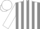 Grey, white stripes on sleeves, white ball on back, matching cap