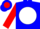Blue, red 'gb' on white ball, red sleeves