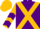 Purple, gold cross sashes, gold sleeves, purple chevrons, gold cap