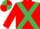 Red, emerald green cross sashes, quartered cap