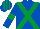 Royal blue, emerald green cross sashes & armlet, striped cap