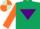 Dark green,purple inverted triangle,orange slvs,light green & orange qtd cap