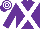 Purple, white cross sashes, hooped cap