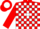 Red, white blocks, red ''mp'' on white ball