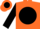 Fluorescent orange, black ball, orange 'wm', black ball on sleeves