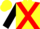Yellow, red cross sashes, black sleeves, yellow cap